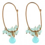 Oblong Blue Onyx Cluster Hoop Earrings